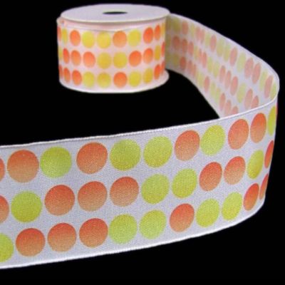 1 Pcs 1 1/2"W Ombre Polka Dot Polkadot Wired Ribbon Bright Yellow Orange 4 Yards, Ribbon for Gift Wrapping | #AA120RK