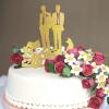 Gay Couple Cake Topper Glitter Gold With Dog Cat LGBTQ Male Couple Beach Wedding Cake Topper Silhouette Wedding Party Supplies Personalized Name Wedding Date Gay Couple Gifts view 2