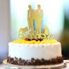 Gay Couple Cake Topper Glitter Gold With Dog Cat LGBTQ Male Couple Beach Wedding Cake Topper Silhouette Wedding Party Supplies Personalized Name Wedding Date Gay Couple Gifts view 3