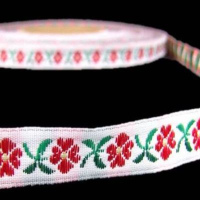 1 Pcs 1/2"W Daisy Flowers Woven Jacquard Ribbon Trim Red 5 Yards, Ribbon Trim for Gift Wrapping | #AA120RK