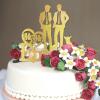 Gay Wedding Cake Topper Glitter Gold With Dog Cat Beach His And His Cake Topper Silhouette LGBTQ Wedding Cake Decorations Customize Surname Date Gay Wedding Engagement Gifts view 2