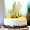 Gay Wedding Cake Topper Glitter Gold With Dog Cat Beach His And His Cake Topper Silhouette LGBTQ Wedding Cake Decorations Customize Surname Date Gay Wedding Engagement Gifts view 3