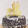 Gay Wedding Cake Topper Glitter Gold With Dog Cat Beach His And His Cake Topper Silhouette LGBTQ Wedding Cake Decorations Customize Surname Date Gay Wedding Engagement Gifts view 4