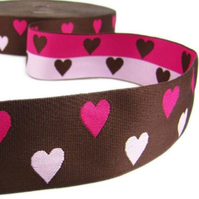 1 Pcs 1 1/2"W Woven Heart Reversible Jacquard Ribbon Light Pink Dark Pink 5 Yards, Ribbon for Gift Wrapping | #AA120RK