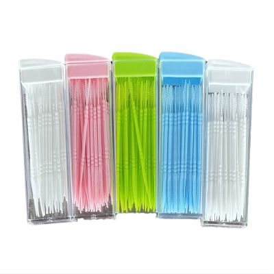 250PCs Floss Interdental Brushes, Toothpick Dental Tooth Flossing Head, Oral Dental Hygiene Flosser Toothpick Cleaners Tooth Cleaning Tool, Dental Floss, Pack of Random Color white green blue pink