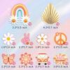 15 PCS Groovy Cupcake Toppers Boho Rainbow Cake Topper Hippie Party Decorations with Flower Bus Happy Birthday for Girl 2nd Birthday Party 60s Theme Boho Groovy Party Supplies (Bohemia) view 2