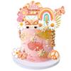 15 PCS Groovy Cupcake Toppers Boho Rainbow Cake Topper Hippie Party Decorations with Flower Bus Happy Birthday for Girl 2nd Birthday Party 60s Theme Boho Groovy Party Supplies (Bohemia) view 4