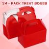 24Pack Gable Boxes,Party Favor Treat Boxes,Goodie Gift Boxes for Party Favor,Gable Red Candy Treat Boxes,Paper Gable Gift Boxes with Handle for Birthday Party Wedding Baby Shower,6.2x3.5x3.4In(Red) view 2