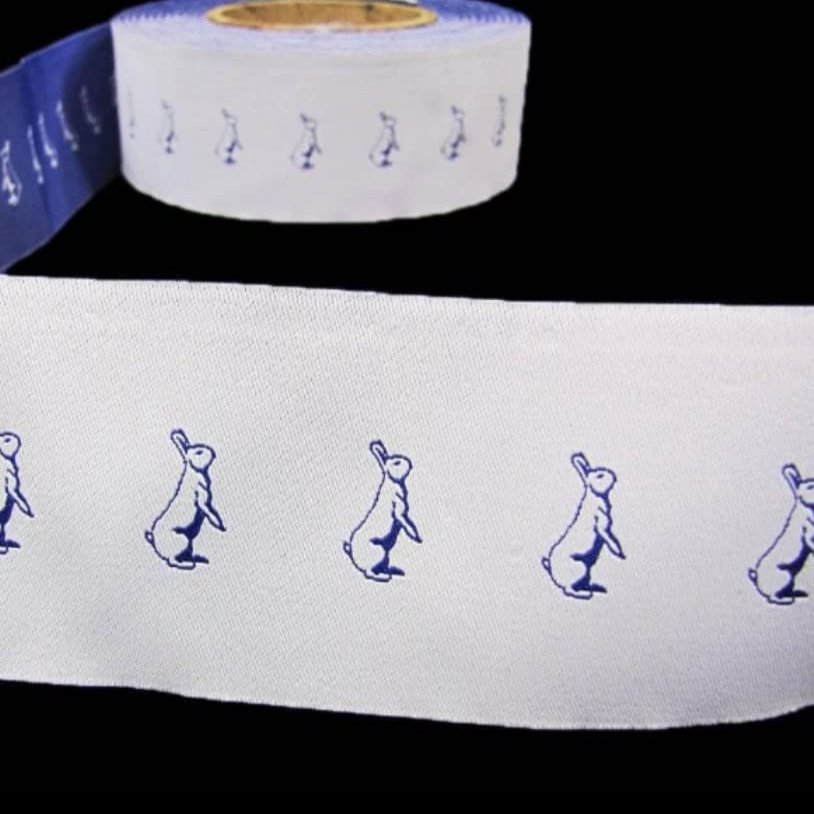 1 Pcs 2"W Woven Jacquard Trim Ribbon Bunny Rabbit Pattern 2 Yards, Ribbon for Gift Wrapping | #AA120RK