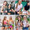 24 Pcs Rainbow Striped Wrist Sweatbands Gay Pride Sweat Wristbands for Men Women Athletic Cotton Terry Cloth Wristband Gym Workout Sports LGBT Pride Parade Supplies(White, Red, Blue) 3.15 x 3.15 Inch view 4