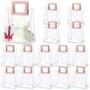 15 Pack Clear Gift Bags with Handles Transparent PVC Gift Bag Heavy Duty Gift Wrap Bags Large Reusable Plastic Bags for Bridal Party Baby Shower Wedding Birthday Shopping Bag (7 x 8 x 4 Inch, Pink) view 1