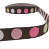 1 Pcs 5/8"W Polka Dot Polkadot Woven Jacquard Ribbon Brown Blue 3 Yards, Ribbon for Gift Wrapping | #AA120RK view 1