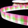 1 Pcs 5/8"W Pink Green White Seabreeze Plaid Ribbon 5 Yards, Ribbon for Gift Wrapping | #AA120RK view 1
