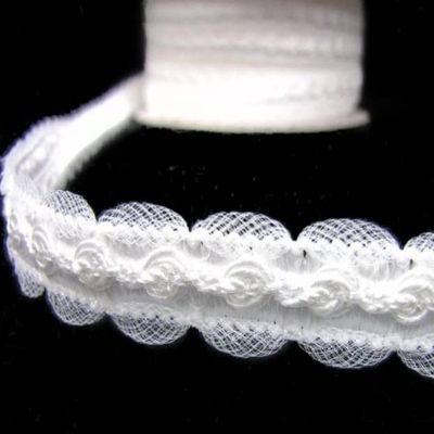 1 Pcs 3/4"W Roses Rosebuds Rose Tulle Trim Ribbon White 5 Yards, Ribbon for Gift Wrapping | #AA120RK