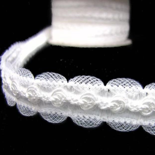 1 Pcs 3/4"W Roses Rosebuds Rose Tulle Trim Ribbon White 5 Yards, Ribbon for Gift Wrapping | #AA120RK