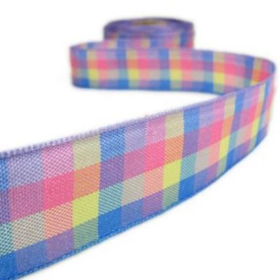 1 Pcs 7/8"W Pastel Easter Opal Seabreeze Plaid Ribbon 5 Yards, Ribbon for Gift Wrapping | #AA120RK
