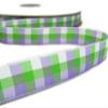 1 Pcs 5/8"W Lavender Lilac Purple Green White Seabreeze Plaid Ribbon 5 Yards, Ribbon for Gift Wrapping | #AA120RK view 1