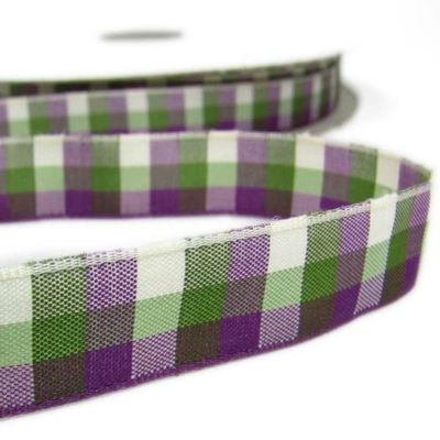 1 Pcs 5/8"W Dark Purple Green Seabreeze Plaid Ribbon 5 Yards, Ribbon for Gift Wrapping | #AA120RK