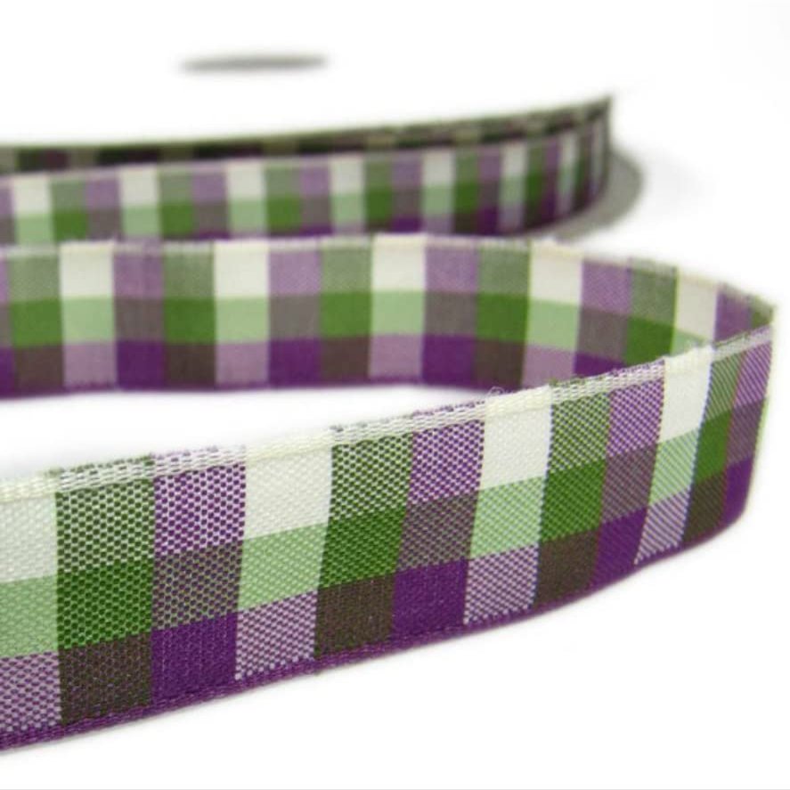 1 Pcs 5/8"W Dark Purple Green Seabreeze Plaid Ribbon 5 Yards, Ribbon for Gift Wrapping | #AA120RK