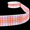 1 Pcs 5/8"W Double Faced Plaid Ribbon Orange Pink White 5 Yards, Ribbon for Gift Wrapping | #AA120RK view 1