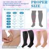 Hillban 2 Pair Plus Size Calf Zipper Compression Socks 15 to 20 Mmhg Open Toe Compression Stockings for Overweight Women Men(4 XL,Black, Nude) view 2