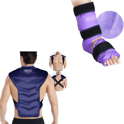 REVIX Large Ice Pack for Back and Shoulder Pain Relief and Ankle Ice Pack Wrap for Injuries, Reusable Gel Cold Pack for Full Back Swelling, Bruises & Sprains and Injury Recovery