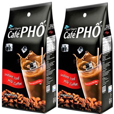 FOOD EMPIRE CAF PHO Cafe Pho Vietnamese 3in1 Instant Coffee Mix, Iced Milk Coffee, Sua Da, Single Serve Packets, Bag of 18 Sachets, Pack 2 30.4767 Ounce
