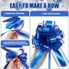 OPSFALCON 6PCS Large Blue Floral Pull Bows, Gift Wrapping Bows, Wedding, Birthday, Christmas, Valentine's Day, Silk Organza Ribbon Trim view 2