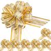 OPSFALCON 6 PCS Large Pull Bows, Gift Wrapping Bows, Gift Wrap Ribbons, White, Organza, Striped, Classic, Christmas, New Year, Birthday, Wedding, Holidays view 1