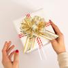 OPSFALCON 6 PCS Large Pull Bows, Gift Wrapping Bows, Gift Wrap Ribbons, White, Organza, Striped, Classic, Christmas, New Year, Birthday, Wedding, Holidays view 3