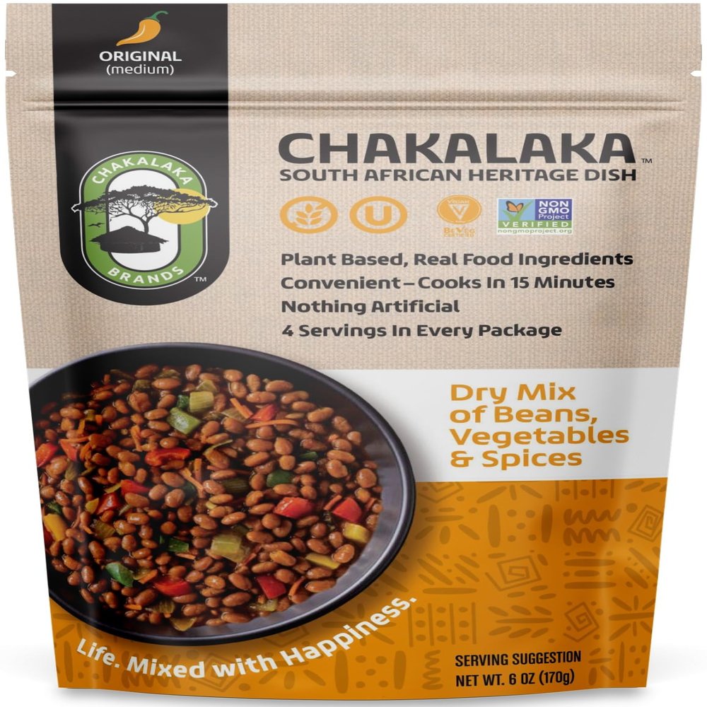 Chakalaka Vegetarian Dried Bean Mix - South African Side Dish with Beans, Vegetables, & Spices  Bold, Strong Flavor, Medium Heat, Original (1 Pk) 6 oz