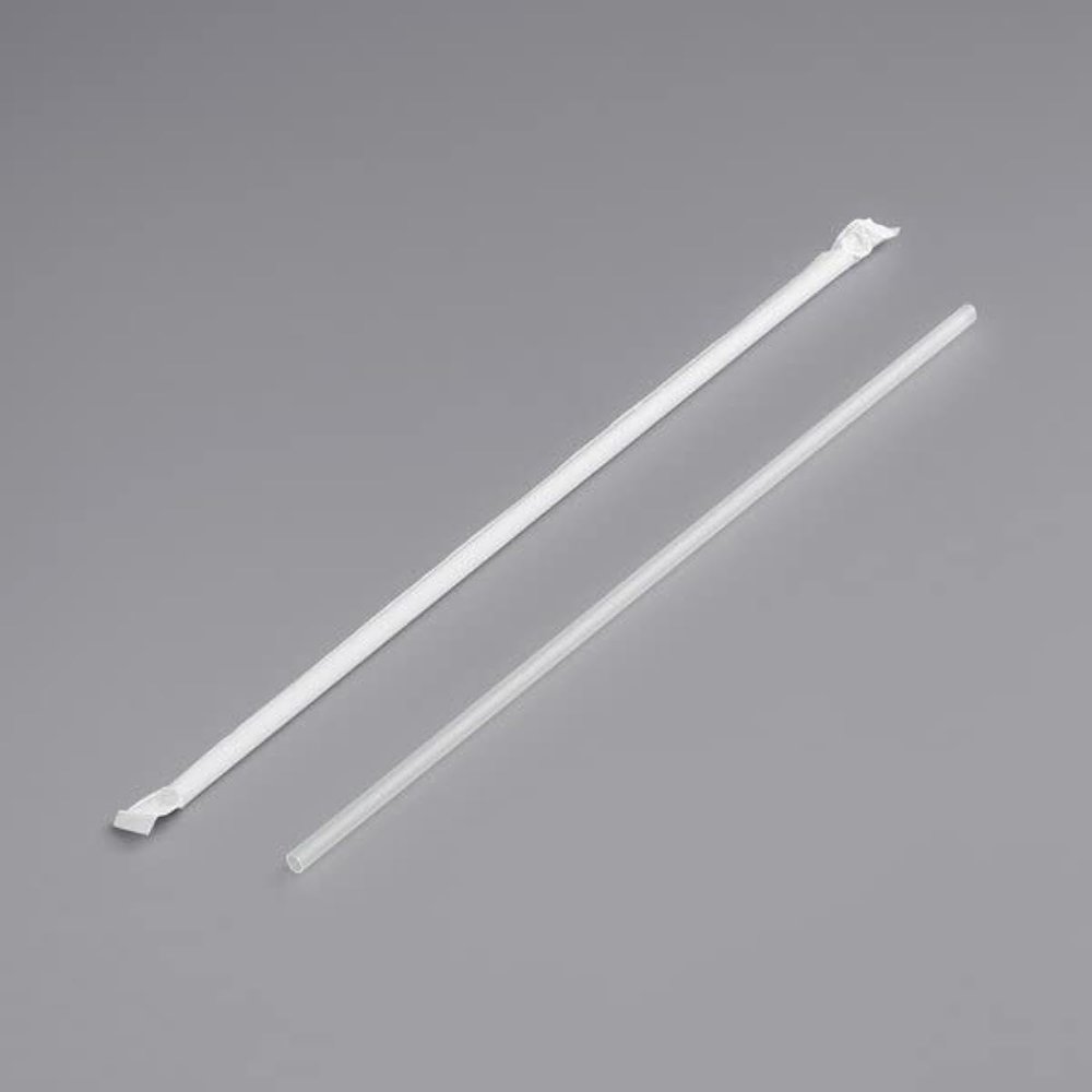 200 count 12" Jumbo Clear Wrapped Straw