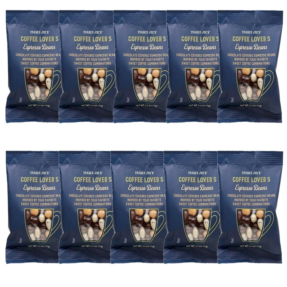 Trader Joe's Coffee Lover's Chocolate-Covered Assorted Espresso Beans - 10 Count (2.5 oz ea)