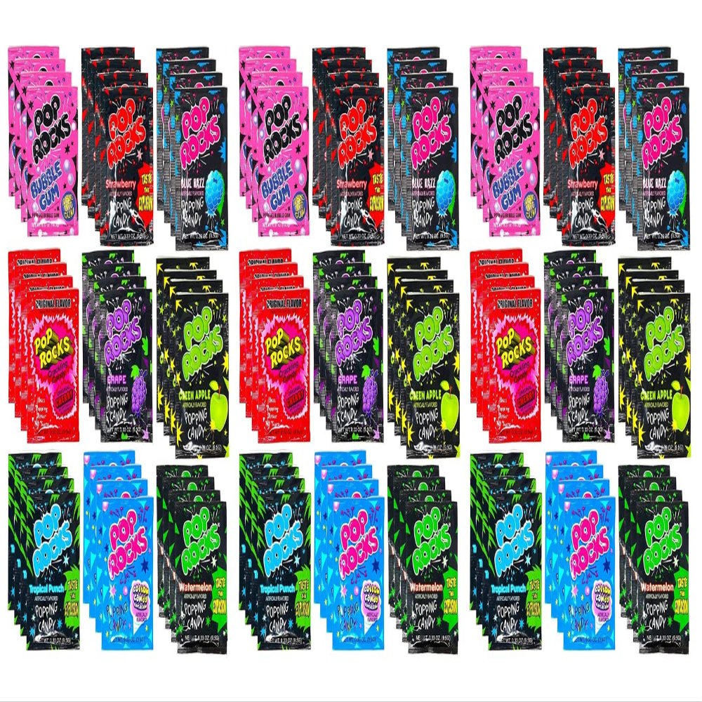 Pop Rocks (108 Pack) - Bulk 108 Individually Wrapped Packets of Pop Rocks Candies - Giant Wholesale Bags of 9 Assorted Flavors of Crackling Popping Candys