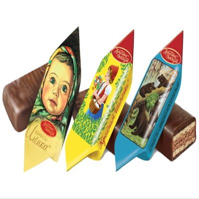 Chocolate Candies Mix Mishka Kosolapy (Toed Clumsy Bear), Little Red Riding Hood (Krasnaya Shapochka), Alionka (Alenka, Alyonka) 500g/17.63oz Nutty Paste with Wafers and Chocolate Glaze in Individual Wraps Gourmet Imported Russian Candy Sweets Bars U