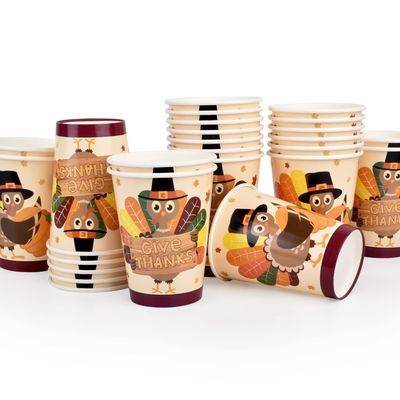 Gatherfun Thanksgiving decorations, Disposable Paper Cups for Autumn Party Decorations and Thanksgiving Party Decorations, 30 Pack, Turkey Design