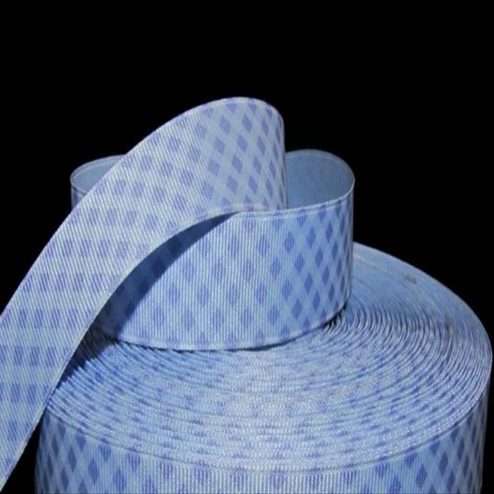 1 Pcs 7/8"W Lattice Diagonal Gingham Grosgrain Ribbon Blue Purple Lavender 5 Yards, Ribbon for Gift Wrapping | #AA120RK