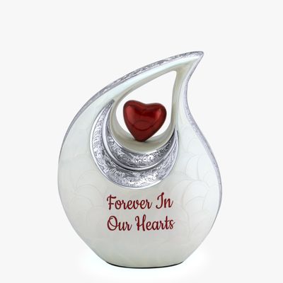 Glossy Multicolor Personalized Urn Personalized - Heart Urns for Human Ashes Adult -Cremation Urns for Adult Ashes -Decorative Urns - (19-Glossy White + Red Engraved, Large)