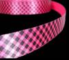 1 Pcs 7/8"W Criss Cross Gingham Plaid Satin Ribbon Pink Black 5 Yards, Ribbon for Gift Wrapping | #AA120RK view 1