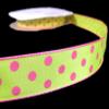 1 Pcs 7/8"W Polka Dot Ribbon Yellow Pink 5 Yards, Ribbon for Gift Wrapping | #AA120RK view 1