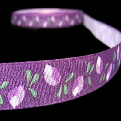 1 Pcs 5/8"W Rose Bud Rosebud Roses Flower Ribbon Purple 5 Yards, Ribbon for Gift Wrapping | #AA120RK