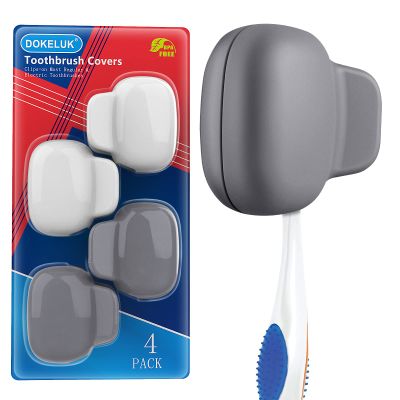 Dokeluk Toothbrush Covers Caps Family Pack:Tooth Brush Coveres Travel Case Protector Plastic Clip for Household Travel, Fits Electronic and Manual Toothbrushes for Adults Kids (4PACK)