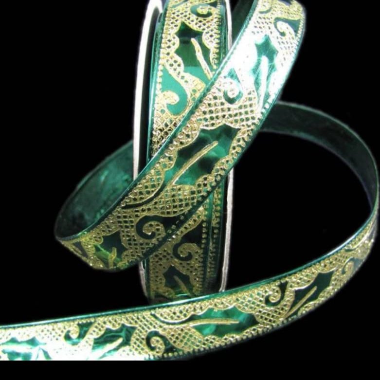 1 Pcs 1/2"W Leaf Metallic Shiny Gold Green Wired Ribbon 10 Yards, Ribbon for Gift Wrapping | #AA120RK
