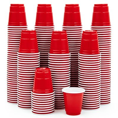 Lilymicky 300 PACK 2 oz Plastic Shot Glasses, Red Disposable Shot Cups, Mini Red Shot Cups, 2 oz Party Cups for Halloween Christmas Party