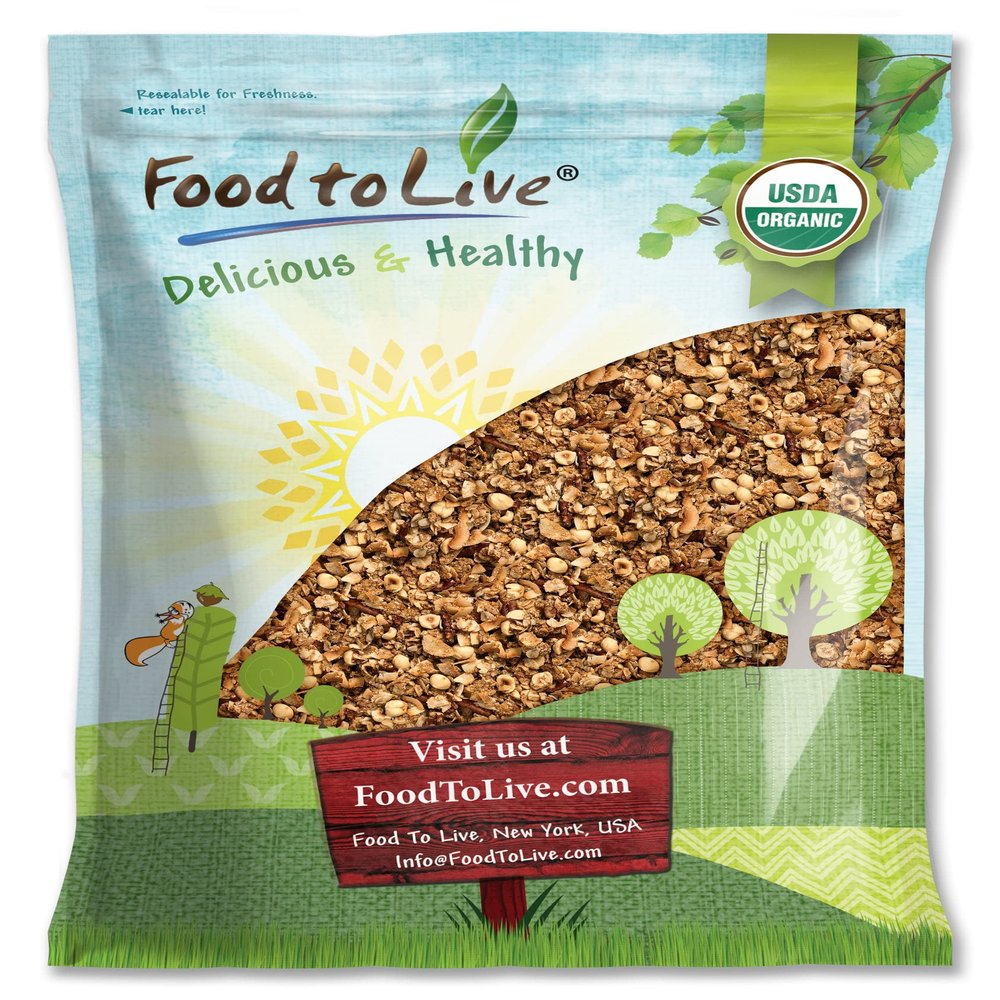 Food to Live Organic Golden Crunchy Granola, 6 Pounds - Small Batch, Handcrafted, Bulk, Great as Snack & for Breakfast Cereals, Contains Hazelnuts, Pecan Nuts, Almonds, Coconut, Flax & Sunflower Seeds