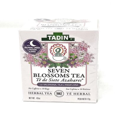 Tadin Seven Blossoms Tea With Valerian Root, Tila Linden And Passion Flower 6 Boxes Of 10 Bags Per Box (60 Bags)