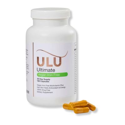 ULULIFE Ultimate Multivitamin: Vegan, Iron Free, Promotes Stronger Hair, Skin, & Nails and Improves Antioxidant & Energy with Better Sleep & Less Stress - 180 Capsules (30-Day Supply)