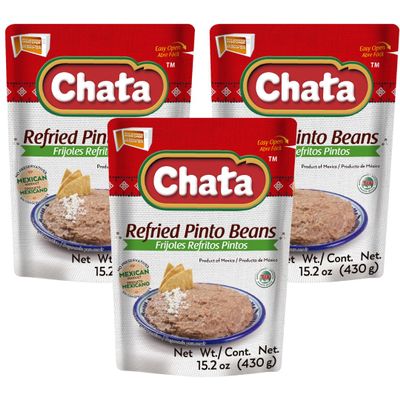 Chata Mexican Refried Pinto Beans, Traditional Style, 15.2 oz (Pack of 3)