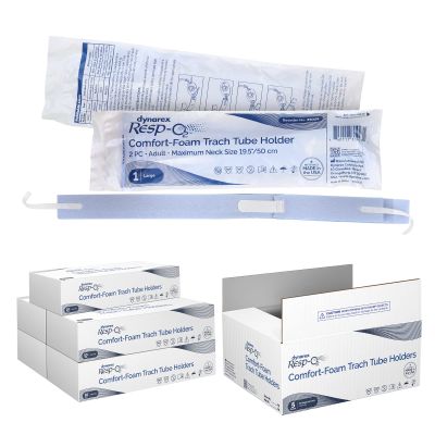 Dynarex Comfort-Foam Tracheostomy Tube Holder - with Soft Foam Tube Padding, Secure Hook & Loop Closure - 2 Piece (Large, 50)