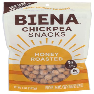 Biena Honey Roasted Flavored Chickpea Snacks, Gluten Free, Non GMO, 5 Ounces (Pack Of 8)